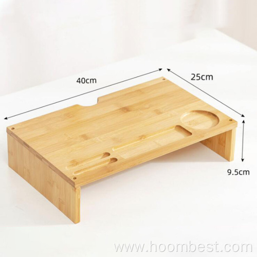 Bamboo Monitor Stand Riser Storage Organizer